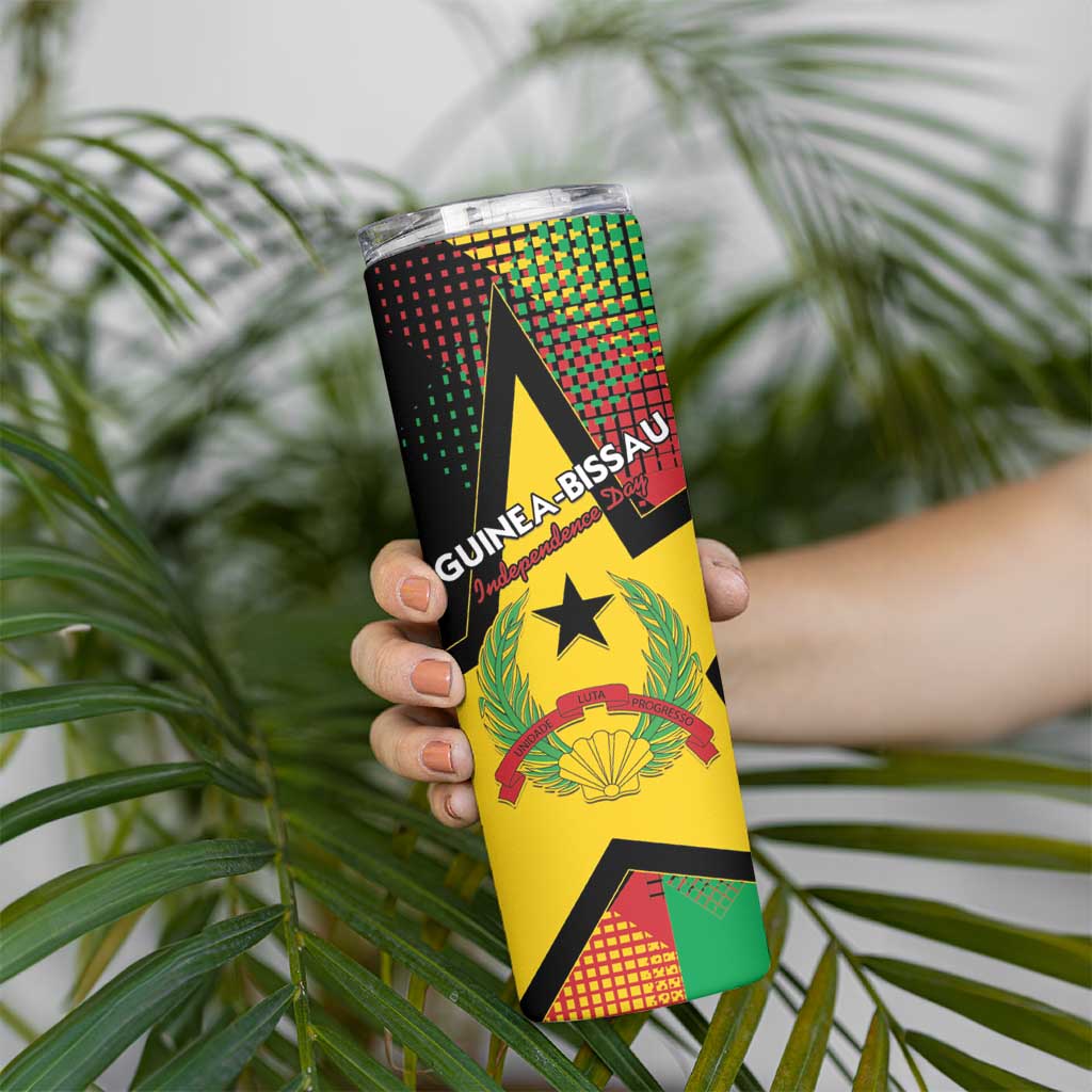Personalized Guinea-Bissau Independence Day Skinny Tumbler Coat Of Arms With Map - Wonder Print Shop