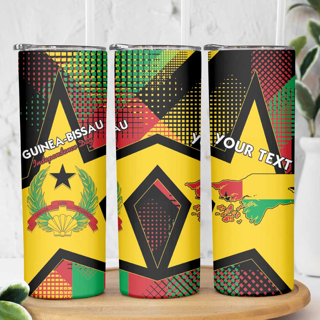 Personalized Guinea-Bissau Independence Day Skinny Tumbler Coat Of Arms With Map - Wonder Print Shop