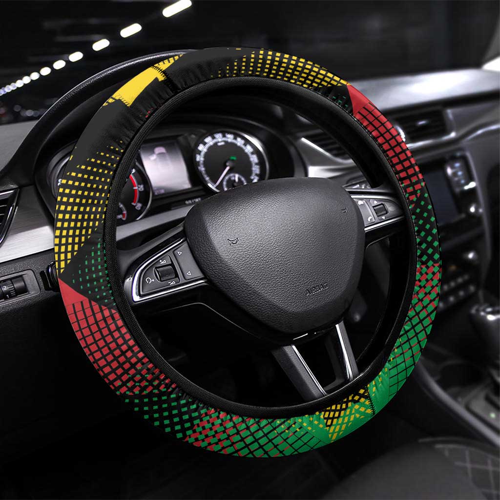 Guinea-Bissau Independence Day Steering Wheel Cover Coat Of Arms With Map - Wonder Print Shop