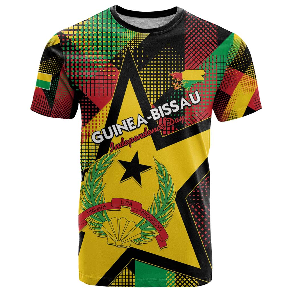Personalized Guinea-Bissau Independence Day T Shirt Coat Of Arms With Map - Wonder Print Shop