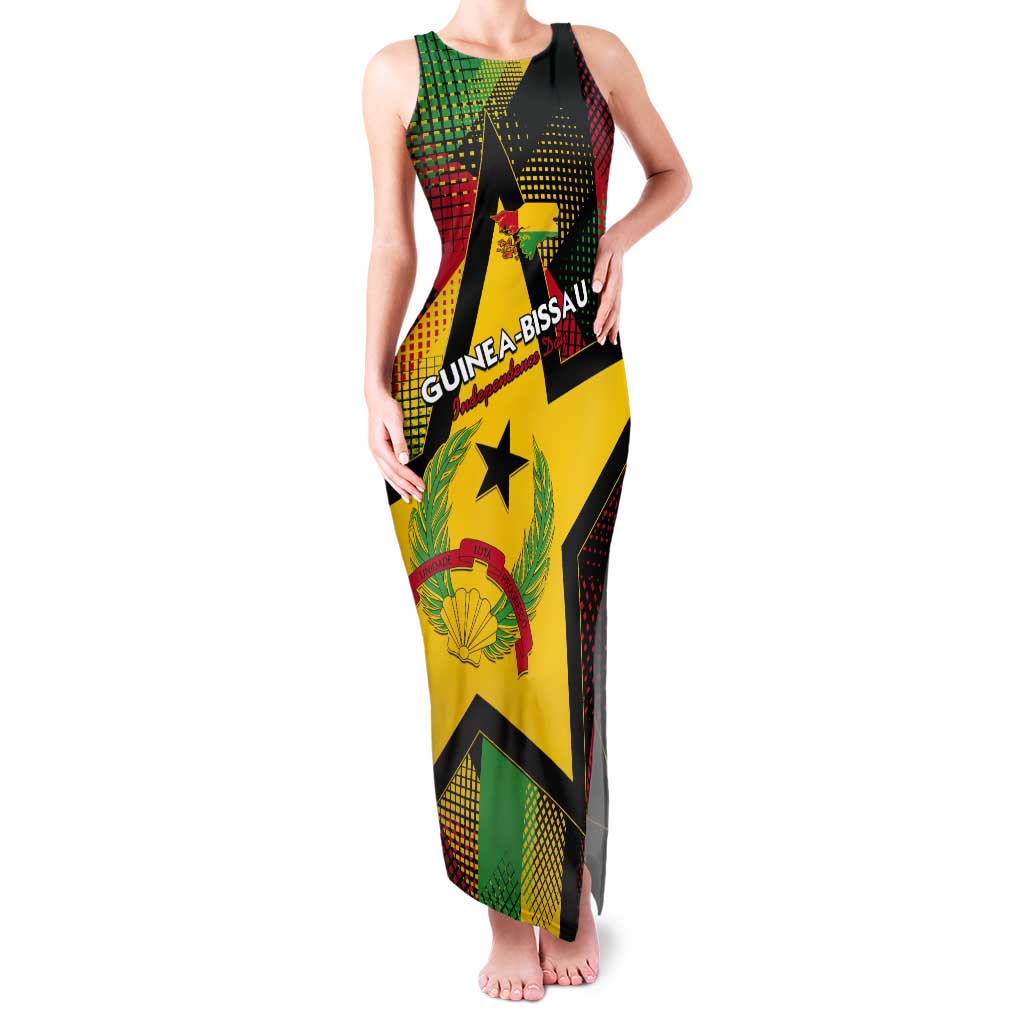 Personalized Guinea-Bissau Independence Day Tank Maxi Dress Coat Of Arms With Map - Wonder Print Shop