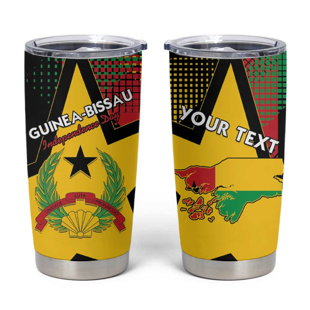 Personalized Guinea-Bissau Independence Day Tumbler Cup Coat Of Arms With Map - Wonder Print Shop