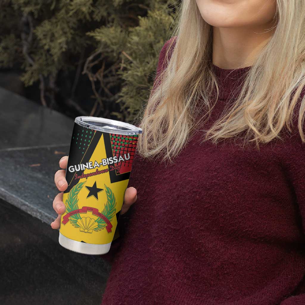 Personalized Guinea-Bissau Independence Day Tumbler Cup Coat Of Arms With Map - Wonder Print Shop