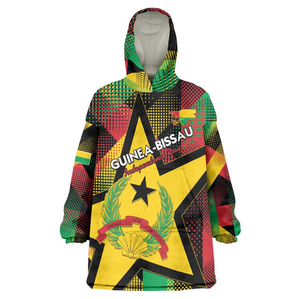 Personalized Guinea-Bissau Independence Day Wearable Blanket Hoodie Coat Of Arms With Map - Wonder Print Shop
