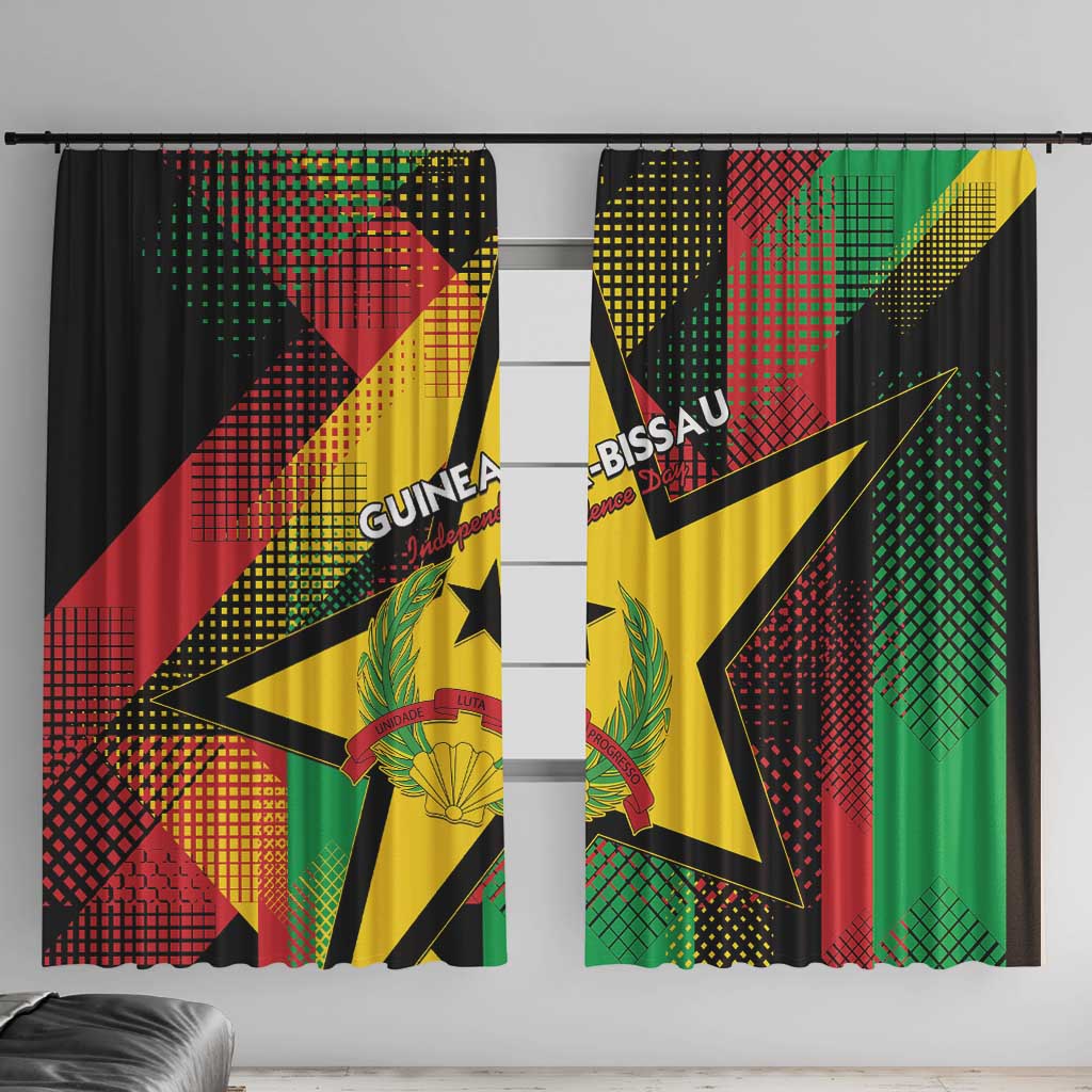 Guinea-Bissau Independence Day Window Curtain Coat Of Arms With Map - Wonder Print Shop