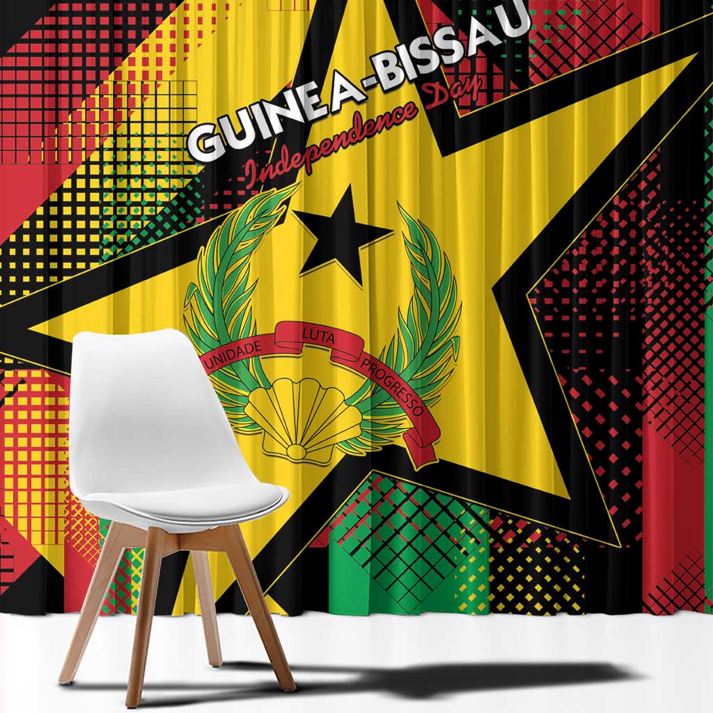 Guinea-Bissau Independence Day Window Curtain Coat Of Arms With Map - Wonder Print Shop