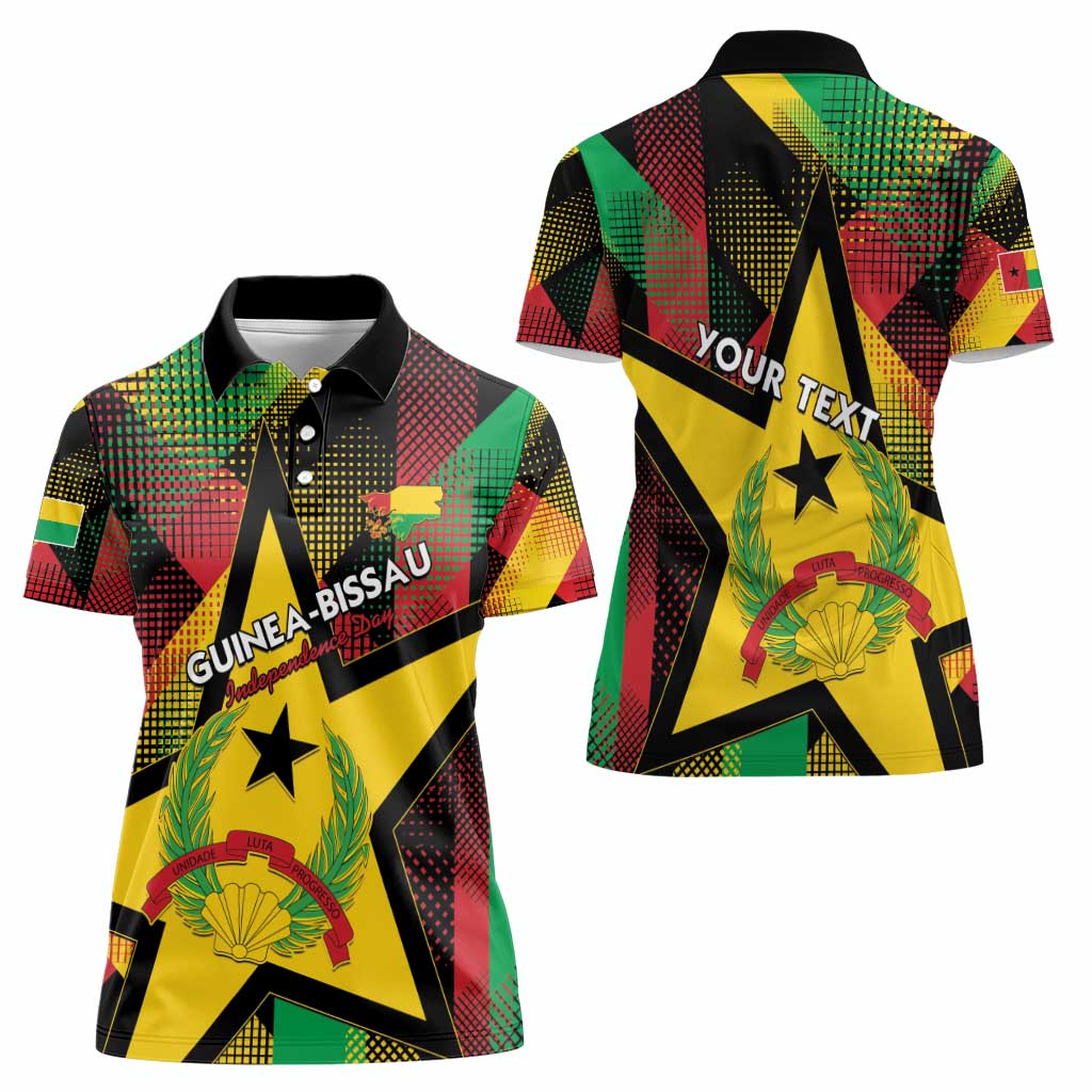 Personalized Guinea-Bissau Independence Day Women Polo Shirt Coat Of Arms With Map - Wonder Print Shop