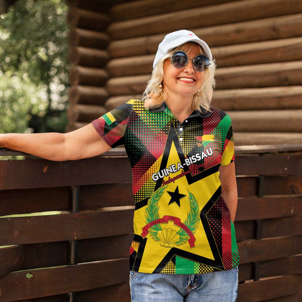 Personalized Guinea-Bissau Independence Day Women Polo Shirt Coat Of Arms With Map - Wonder Print Shop