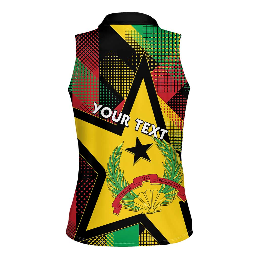 Personalized Guinea-Bissau Independence Day Women Sleeveless Polo Shirt Coat Of Arms With Map - Wonder Print Shop