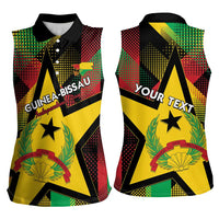 Personalized Guinea-Bissau Independence Day Women Sleeveless Polo Shirt Coat Of Arms With Map - Wonder Print Shop