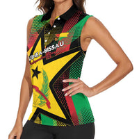 Personalized Guinea-Bissau Independence Day Women Sleeveless Polo Shirt Coat Of Arms With Map - Wonder Print Shop