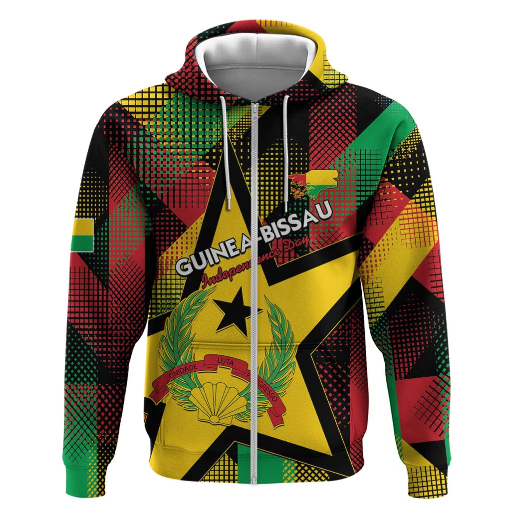 Personalized Guinea-Bissau Independence Day Zip Hoodie Coat Of Arms With Map - Wonder Print Shop