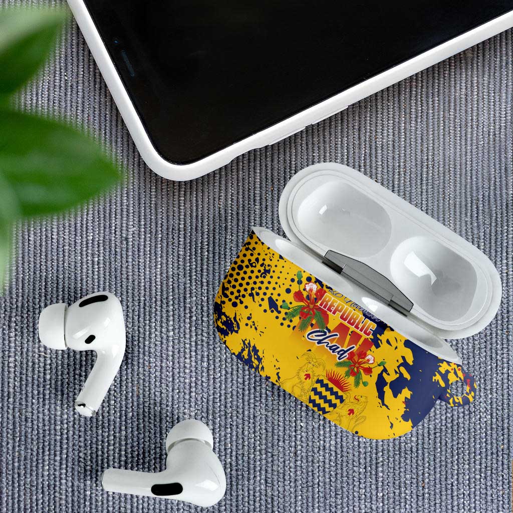 Chad Republic Day AirPods Case Coat Of Arms - Grunge Style - Wonder Print Shop