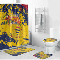 Chad Republic Day Bathroom Set Coat Of Arms - Grunge Style - Wonder Print Shop