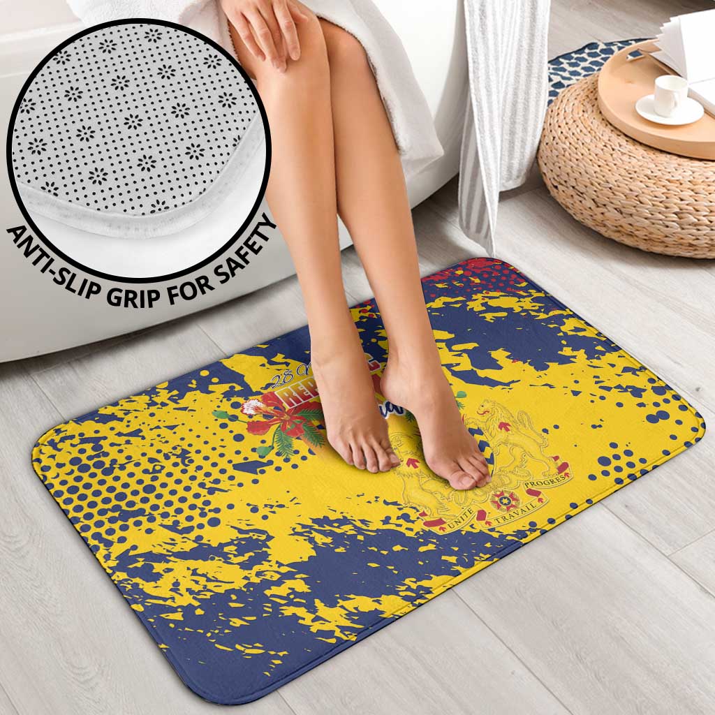 Chad Republic Day Bathroom Set Coat Of Arms - Grunge Style - Wonder Print Shop