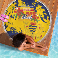 Chad Republic Day Beach Blanket Coat Of Arms - Grunge Style - Wonder Print Shop