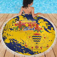 Chad Republic Day Beach Blanket Coat Of Arms - Grunge Style - Wonder Print Shop