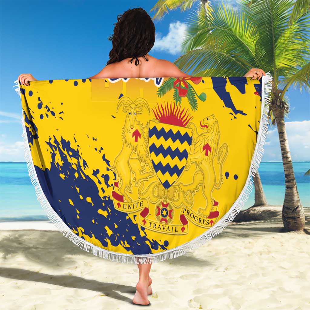 Chad Republic Day Beach Blanket Coat Of Arms - Grunge Style - Wonder Print Shop