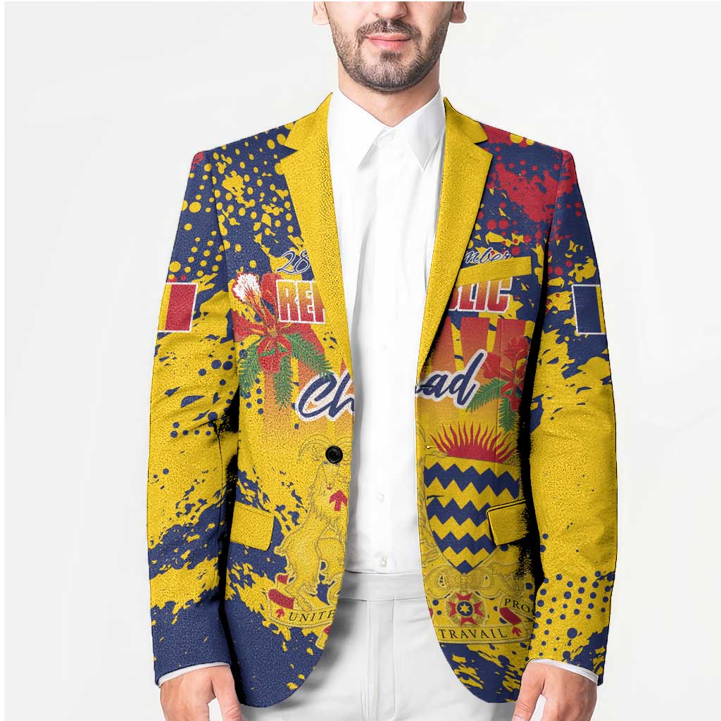 Personalized Chad Republic Day Blazer Coat Of Arms - Grunge Style - Wonder Print Shop