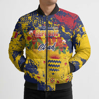 Personalized Chad Republic Day Bomber Puffer Jacket Coat Of Arms - Grunge Style - Wonder Print Shop
