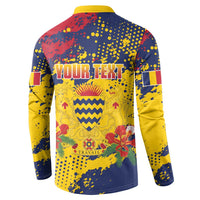 Personalized Chad Republic Day Button Sweatshirt Coat Of Arms - Grunge Style - Wonder Print Shop