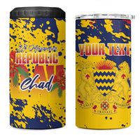 Personalized Chad Republic Day 4 in 1 Can Cooler Tumbler Coat Of Arms - Grunge Style - Wonder Print Shop