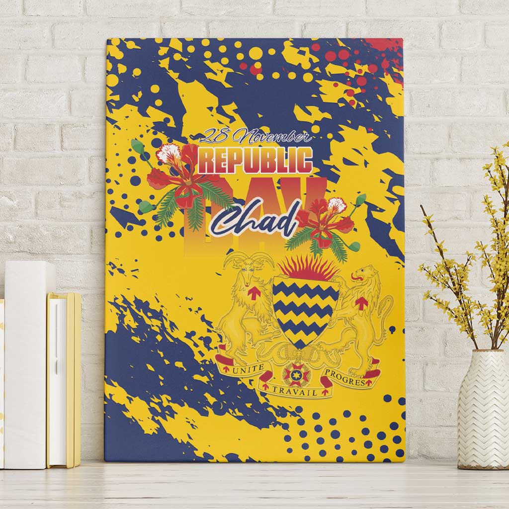 Chad Republic Day Canvas Wall Art Coat Of Arms - Grunge Style - Wonder Print Shop