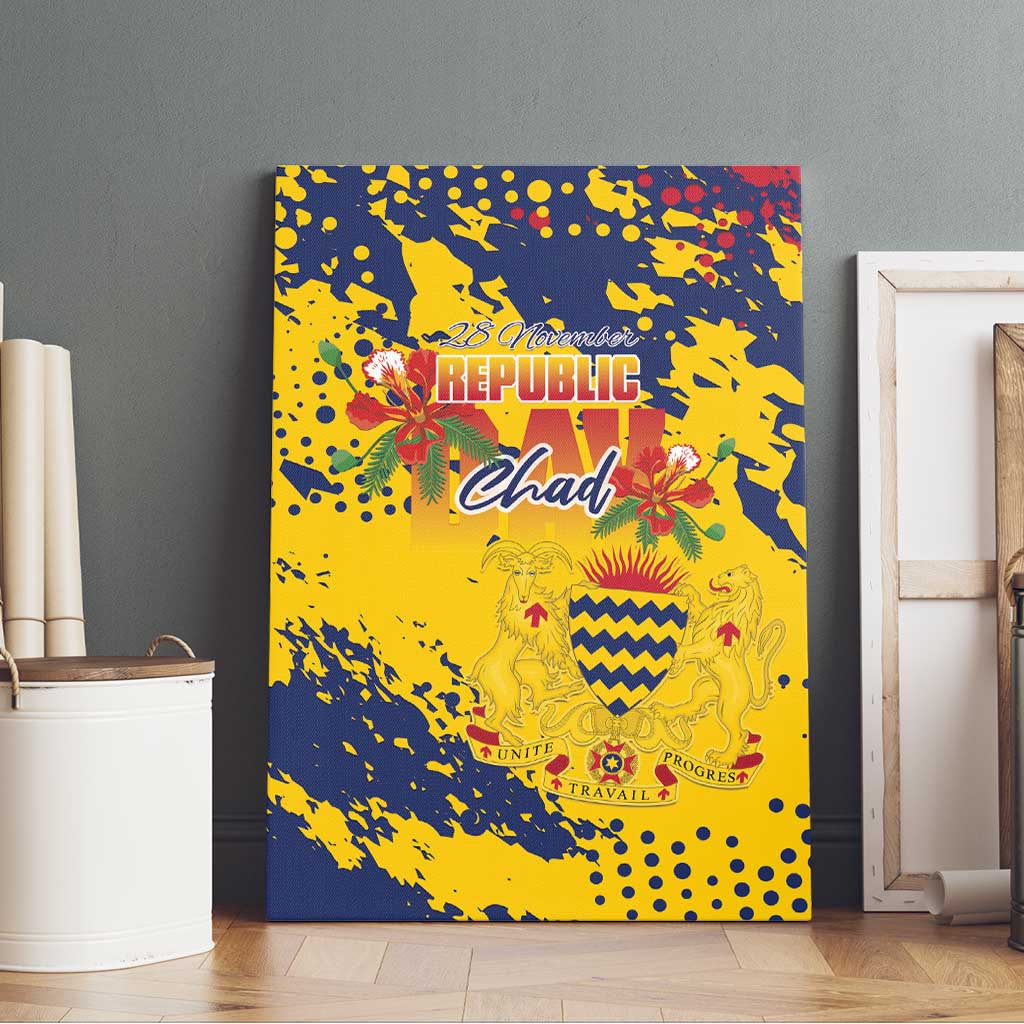 Chad Republic Day Canvas Wall Art Coat Of Arms - Grunge Style - Wonder Print Shop