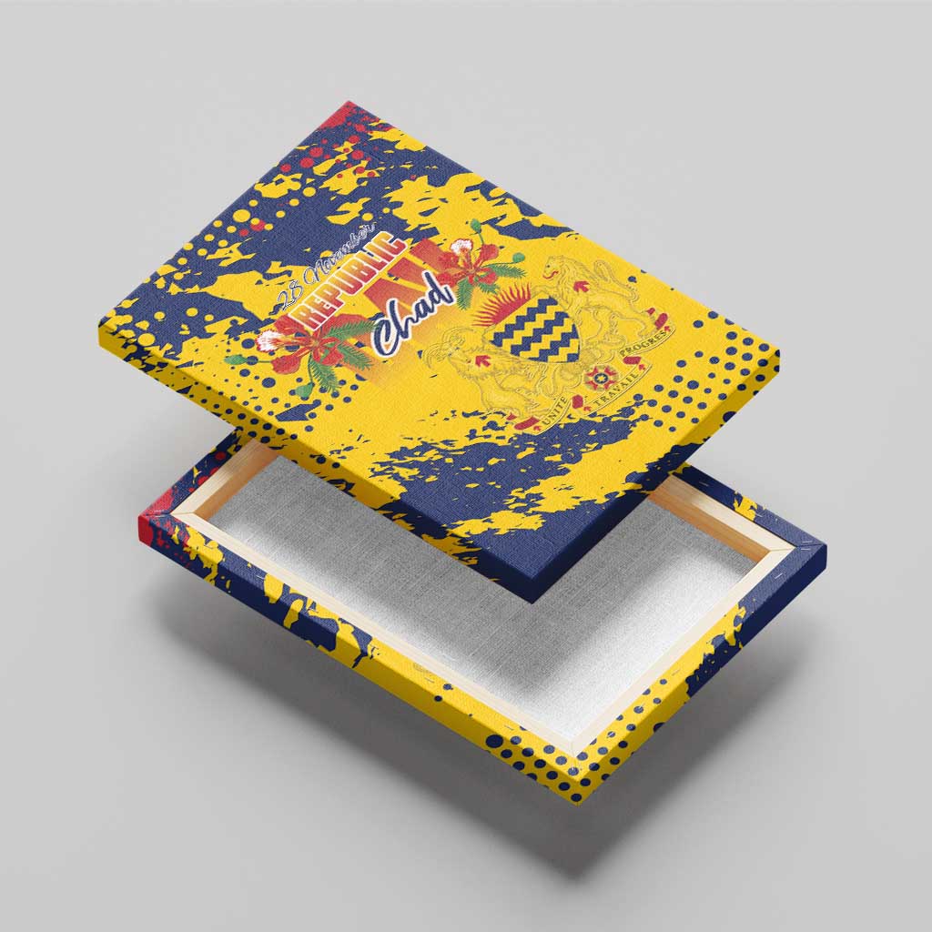 Chad Republic Day Canvas Wall Art Coat Of Arms - Grunge Style - Wonder Print Shop