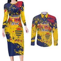Personalized Chad Republic Day Couples Matching Long Sleeve Bodycon Dress and Long Sleeve Button Shirt Coat Of Arms - Grunge Style - Wonder Print Shop