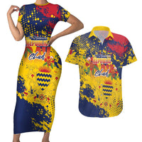 Personalized Chad Republic Day Couples Matching Short Sleeve Bodycon Dress and Hawaiian Shirt Coat Of Arms - Grunge Style - Wonder Print Shop