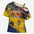 Personalized Chad Republic Day Cross Shoulder Shirt Coat Of Arms - Grunge Style - Wonder Print Shop