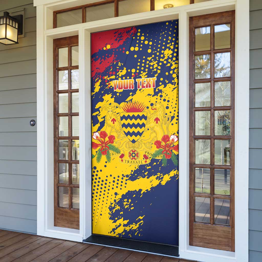 Chad Republic Day Door Cover Coat Of Arms - Grunge Style - Wonder Print Shop