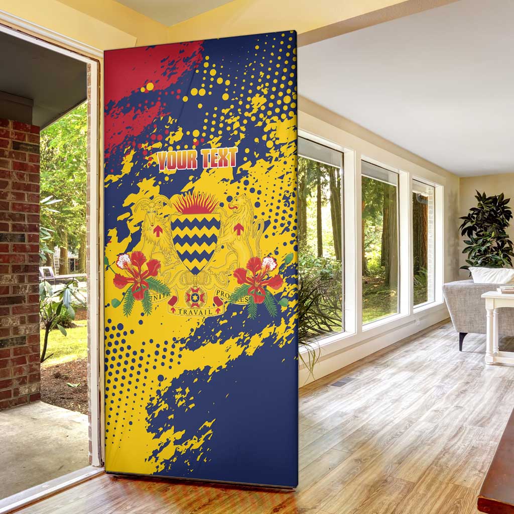 Chad Republic Day Door Cover Coat Of Arms - Grunge Style - Wonder Print Shop