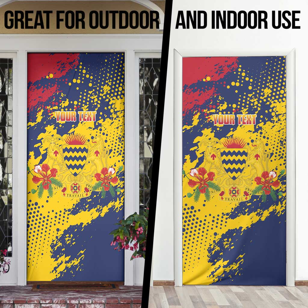 Chad Republic Day Door Cover Coat Of Arms - Grunge Style - Wonder Print Shop