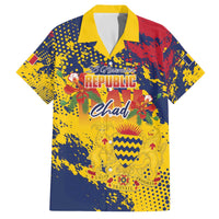 Personalized Chad Republic Day Family Matching Off The Shoulder Long Sleeve Dress and Hawaiian Shirt Coat Of Arms - Grunge Style - Wonder Print Shop