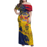 Personalized Chad Republic Day Family Matching Off Shoulder Maxi Dress and Hawaiian Shirt Coat Of Arms - Grunge Style - Wonder Print Shop