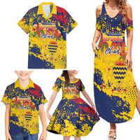 Personalized Chad Republic Day Family Matching Summer Maxi Dress and Hawaiian Shirt Coat Of Arms - Grunge Style - Wonder Print Shop