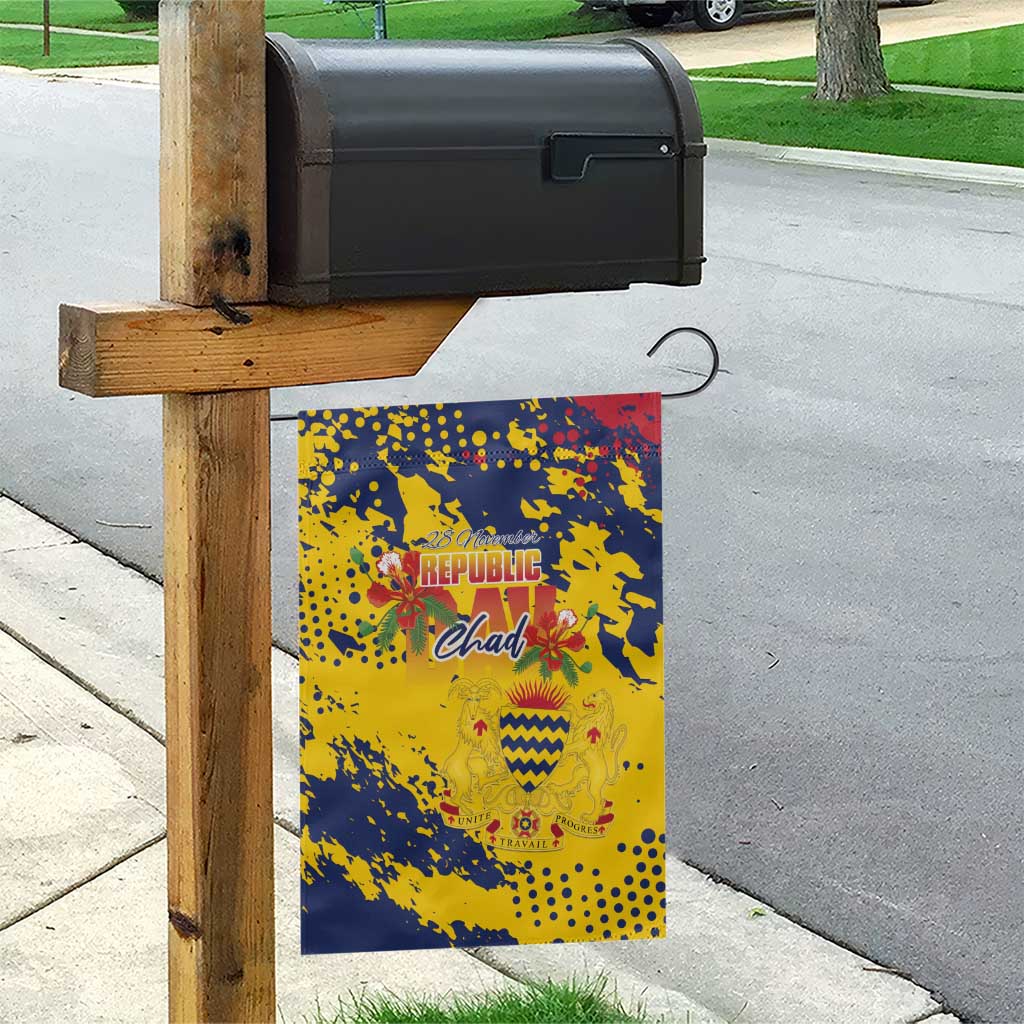 Chad Republic Day Garden Flag Coat Of Arms - Grunge Style - Wonder Print Shop