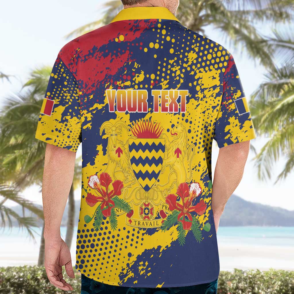 Personalized Chad Republic Day Hawaiian Shirt Coat Of Arms - Grunge Style - Wonder Print Shop