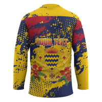 Personalized Chad Republic Day Hockey Jersey Coat Of Arms - Grunge Style - Wonder Print Shop