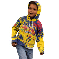 Personalized Chad Republic Day Kid Hoodie Coat Of Arms - Grunge Style - Wonder Print Shop
