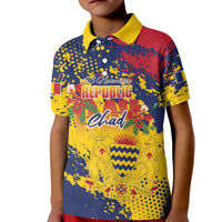 Personalized Chad Republic Day Kid Polo Shirt Coat Of Arms - Grunge Style - Wonder Print Shop