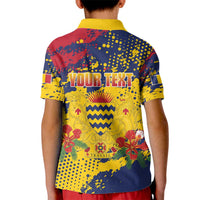 Personalized Chad Republic Day Kid Polo Shirt Coat Of Arms - Grunge Style - Wonder Print Shop