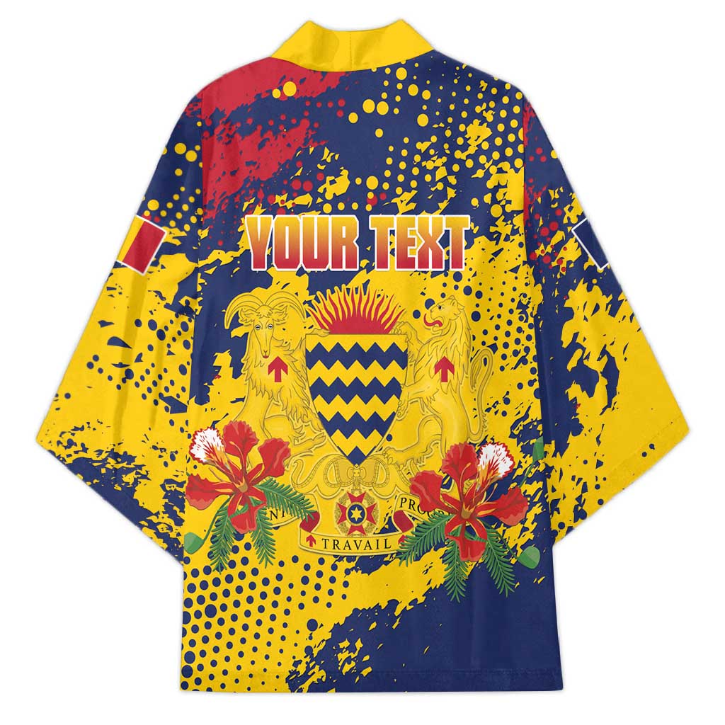 Personalized Chad Republic Day Kimono Coat Of Arms - Grunge Style - Wonder Print Shop