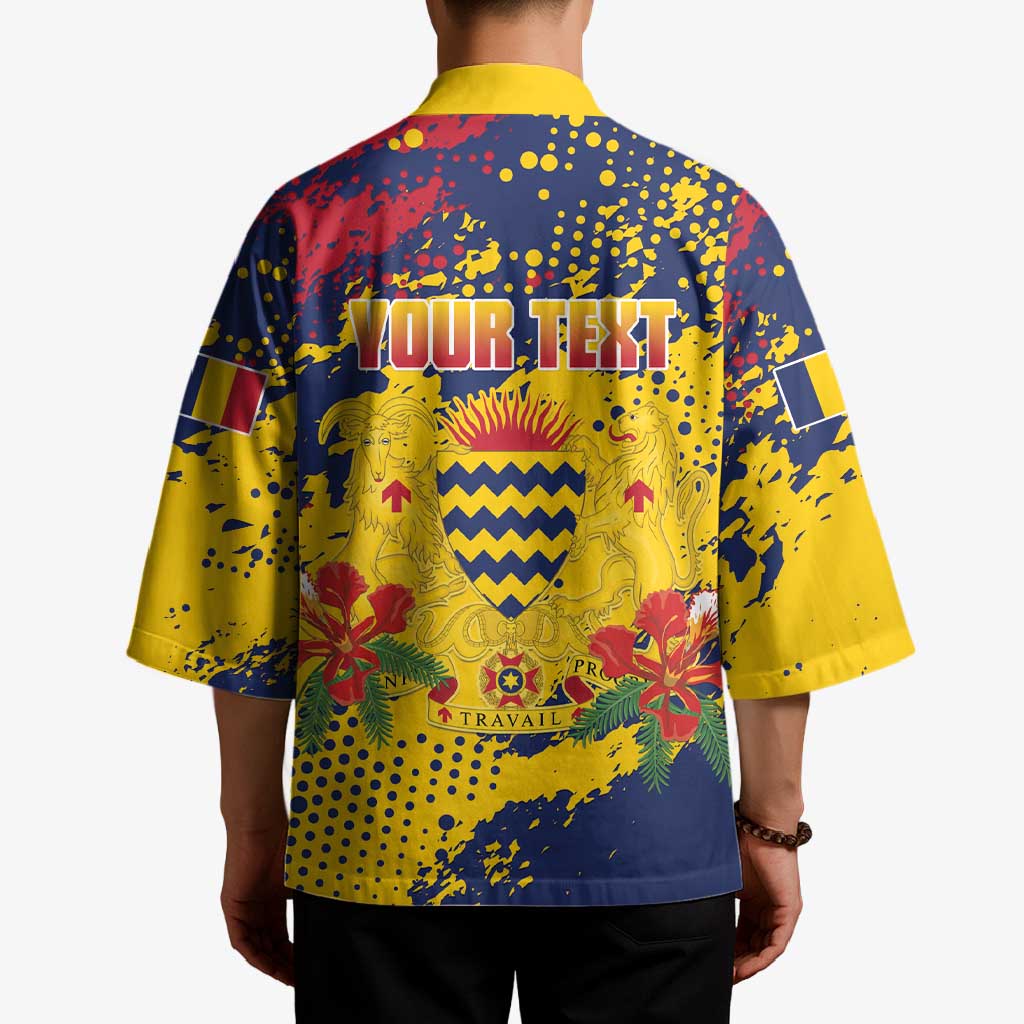 Personalized Chad Republic Day Kimono Coat Of Arms - Grunge Style - Wonder Print Shop