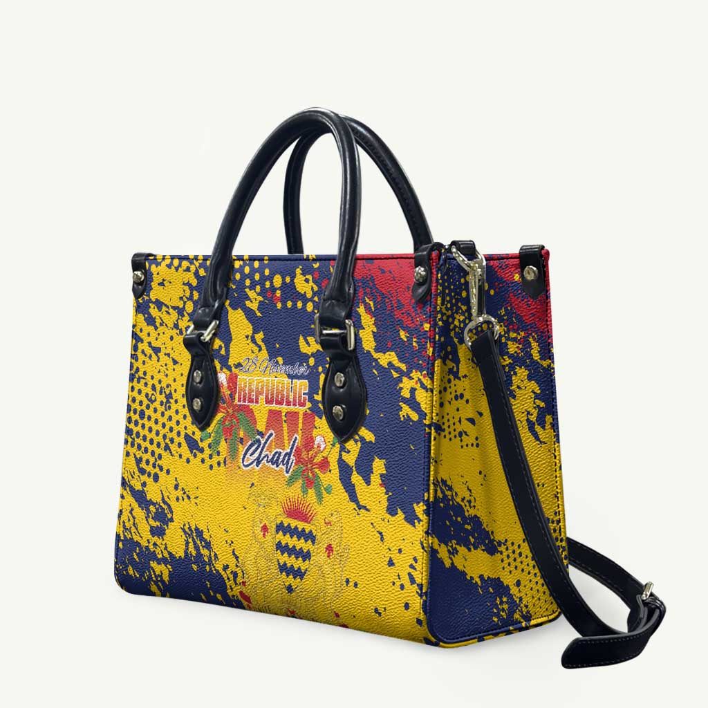 Chad Republic Day Leather Bag Coat Of Arms - Grunge Style - Wonder Print Shop