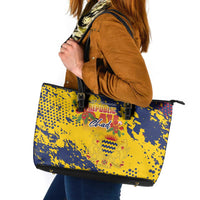 Chad Republic Day Leather Tote Bag Coat Of Arms - Grunge Style - Wonder Print Shop