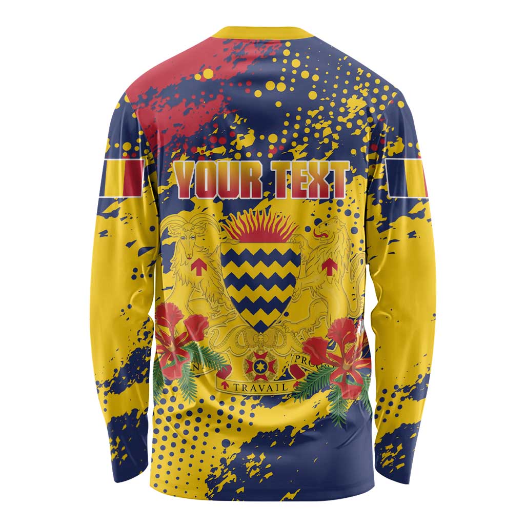 Personalized Chad Republic Day Long Sleeve Shirt Coat Of Arms - Grunge Style - Wonder Print Shop