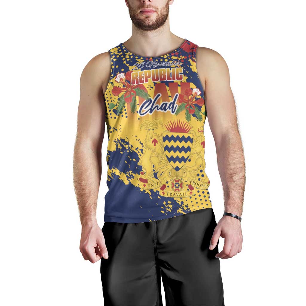 Personalized Chad Republic Day Men Tank Top Coat Of Arms - Grunge Style - Wonder Print Shop